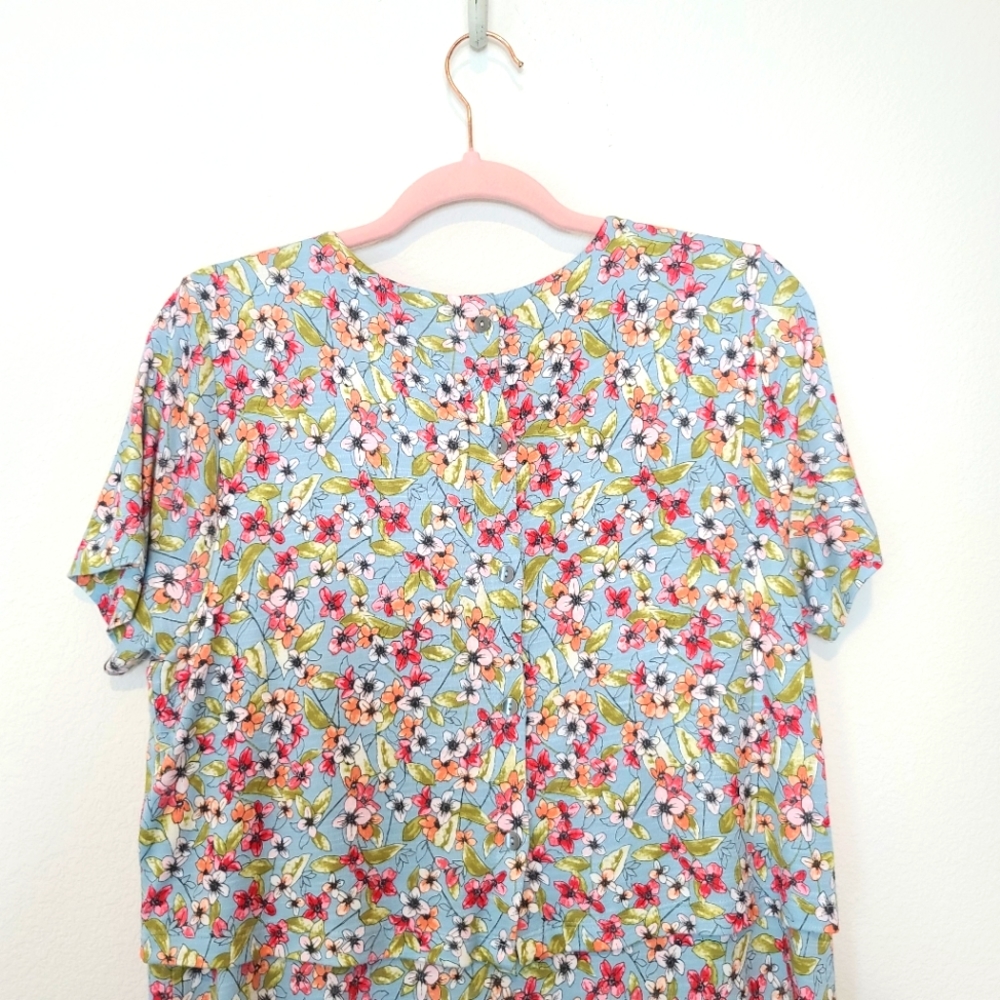 J.JILL Floral Blutint Spring Jersey Layered Dress - Picture 8 of 11